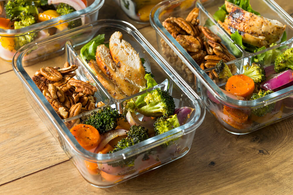 Homemade Keto Chicken Meal Prep with Veggies in a Container