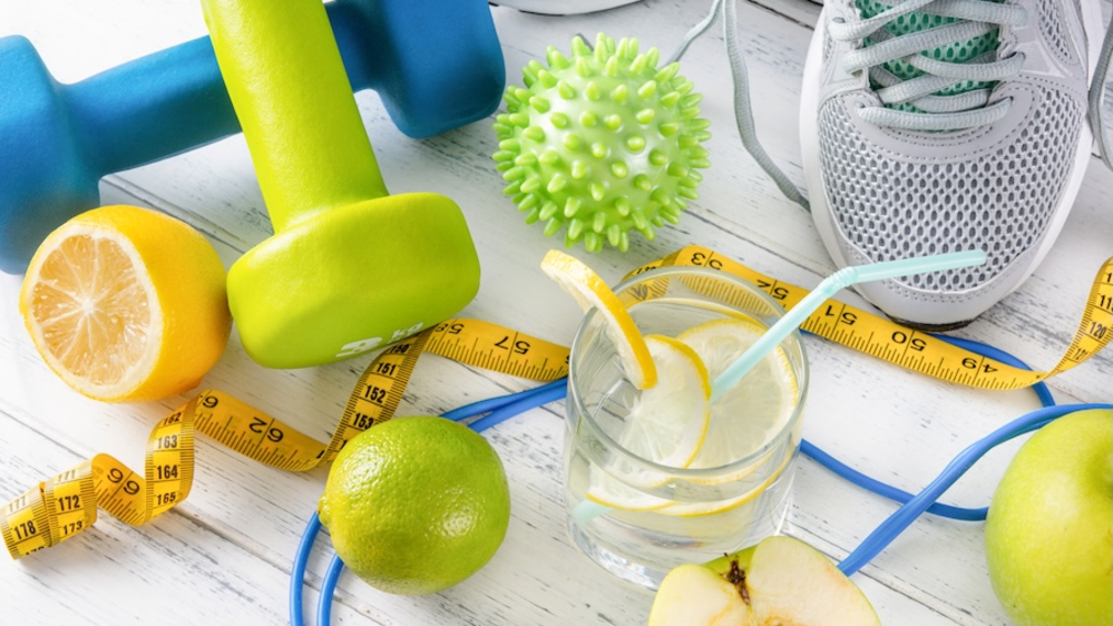 Sneakers, workout supplies, and food and https://store.theaspenclinic.com/schedule-your-weight-loss-appointment-in-prairieville-la/ arranged on a white wooden floor